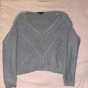 Kendall & Kylie Grey V-Neck Sweater
